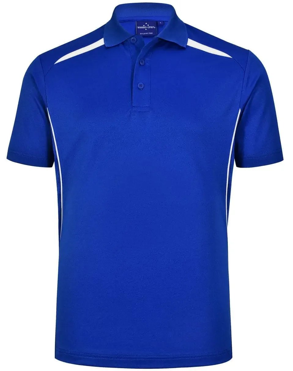 Winning Spirit Men's Sustainable Poly-Cotton Contrast Polo PS93 in Electric Blue/White